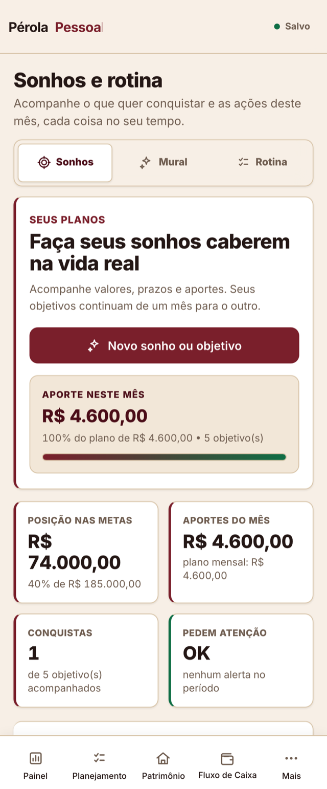 Pérola Pessoal no celular — Sonhos